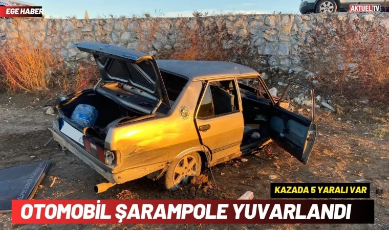 Otomobil Şarampole Yuvarlandı 5 Kişi Yaralandı