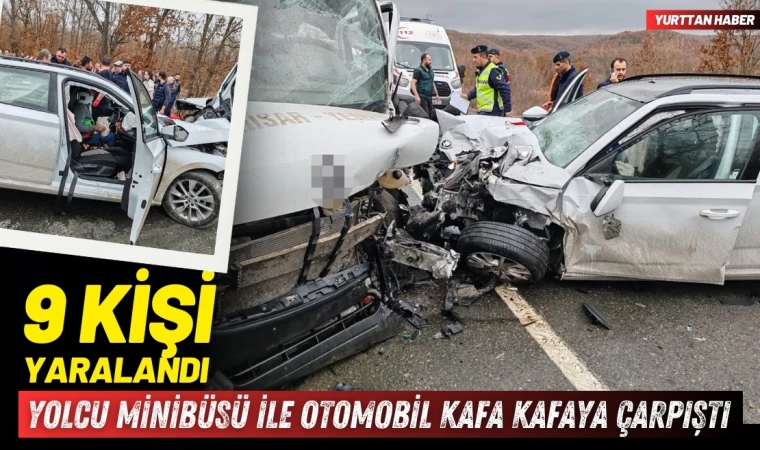 Minibüsle Otomobil Kafa Kafaya Çarpıştı