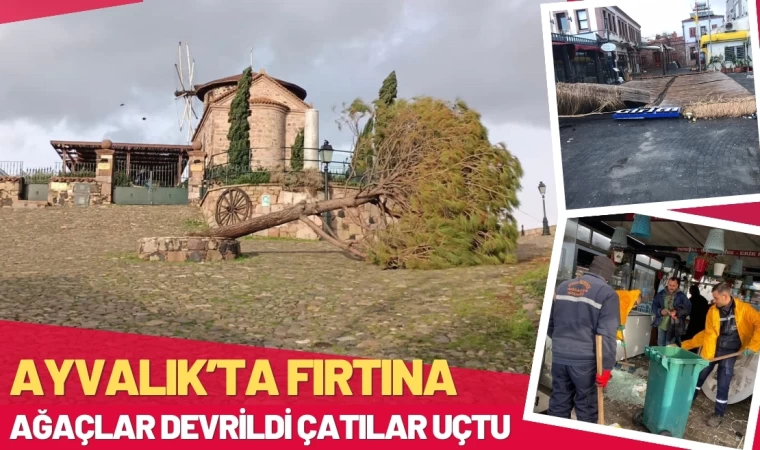 Ayvalık ilçesinde, şiddetli rüzgâr ve yağış etkili oldu