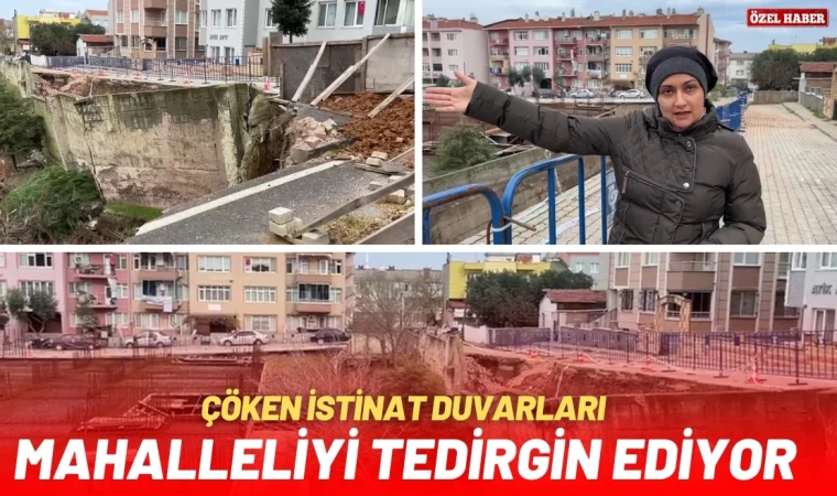 Bandırma'da Çöken istinat duvarları mahalleyi korkutuyor