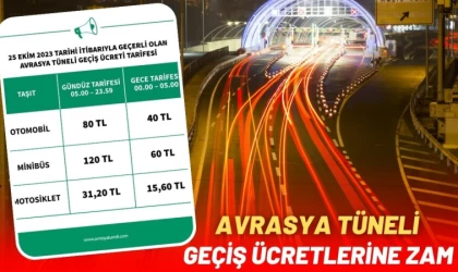 Avrasya Tüneli Geçiş Ücretlerine Zam