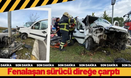 Direksiyon başında fenalaşan sürücü direğe çarptı