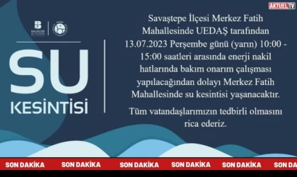 Fatih Mahallesinde Su Kesintisi Yaşanacak