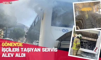 İşçileri Taşıyan Servis Aracı Alev Aldı