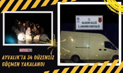 Ayvalık’ta 34 Düzensiz Göçmen Yakalandı
