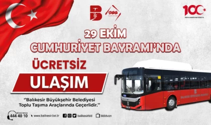Balıkesir’de 29 Ekim’de Ulaşım Ücretsiz