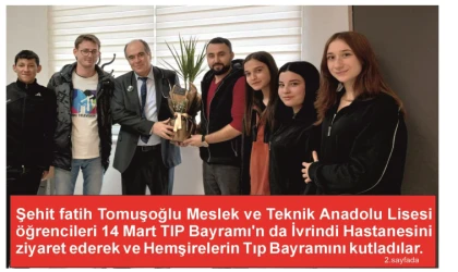 TEKNİK LİSE ÖĞRENCİLERİNDEN TIP BAYRAMI KUTLAMASI