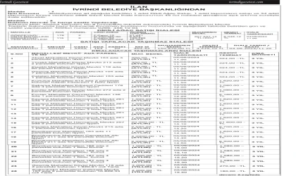 İVRİNDİ BELEDİYESİ SATIŞ VE KİRALAMA İLANI
